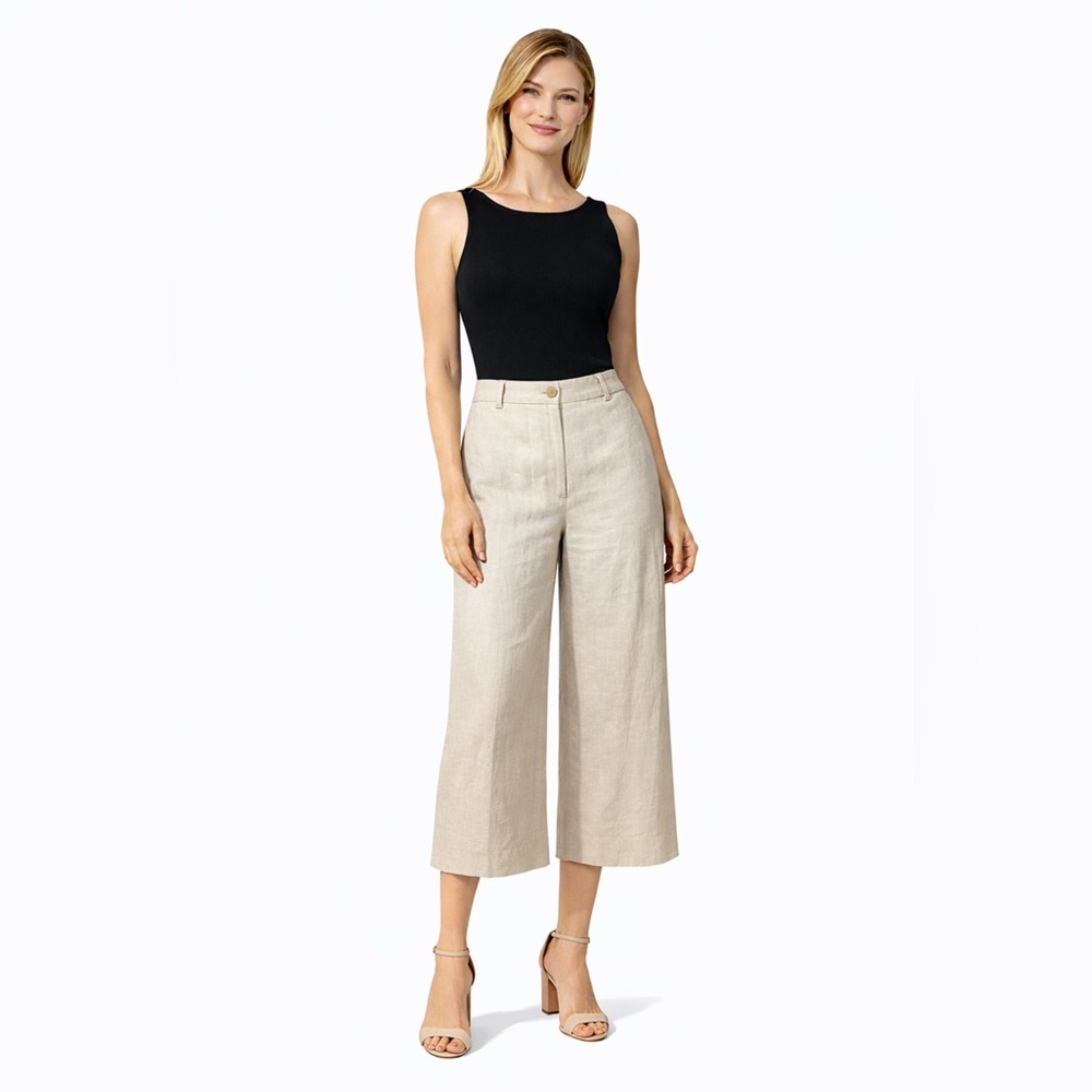 J CREW Women's Capri Pants 10P Linen Natural Flax Culottes Peddle Pushers NEW